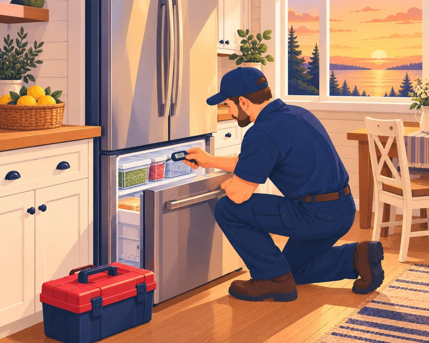 Refrigerator repair in a Tay, Ontario kitchen