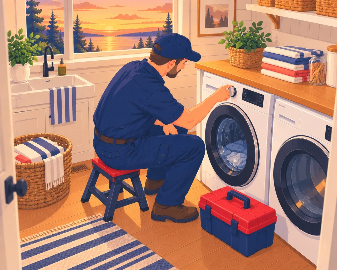 Washing machine repair in a Tay, Ontario laundry room